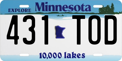 MN license plate 431TOD