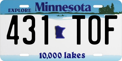 MN license plate 431TOF
