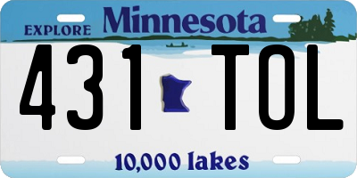 MN license plate 431TOL