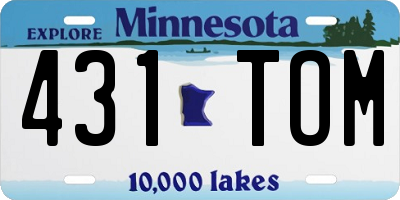 MN license plate 431TOM