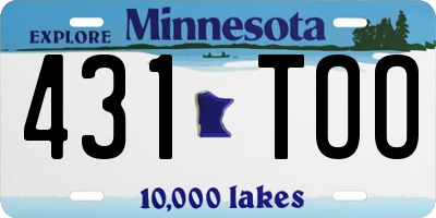 MN license plate 431TOO