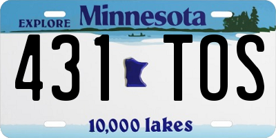 MN license plate 431TOS