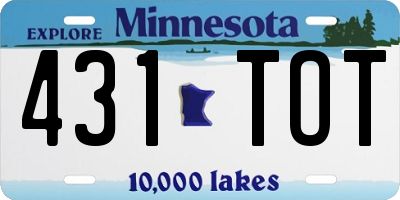 MN license plate 431TOT