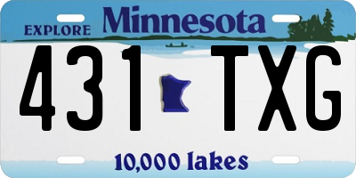 MN license plate 431TXG