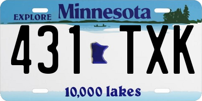 MN license plate 431TXK
