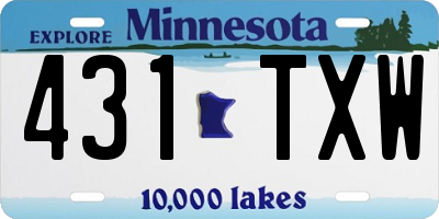 MN license plate 431TXW