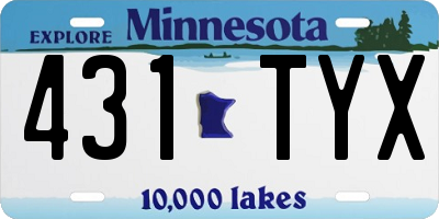 MN license plate 431TYX