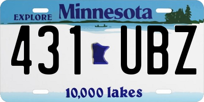 MN license plate 431UBZ