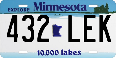 MN license plate 432LEK
