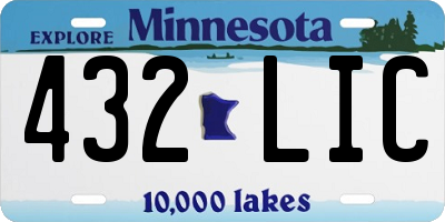 MN license plate 432LIC