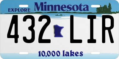 MN license plate 432LIR
