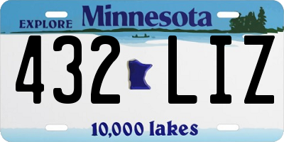 MN license plate 432LIZ