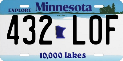 MN license plate 432LOF