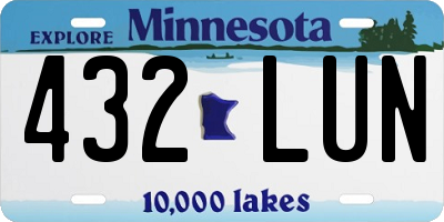 MN license plate 432LUN