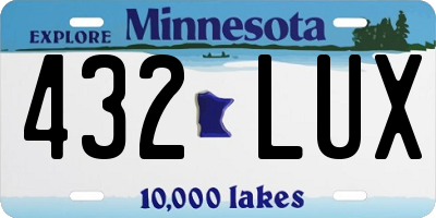 MN license plate 432LUX