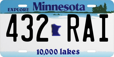 MN license plate 432RAI