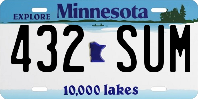 MN license plate 432SUM