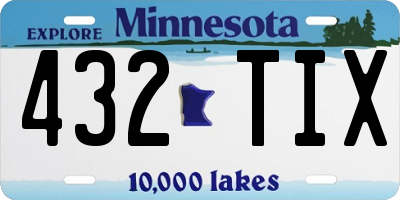 MN license plate 432TIX
