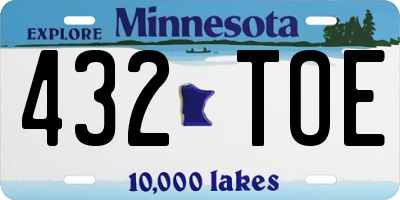 MN license plate 432TOE