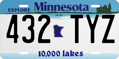 MN license plate 432TYZ