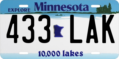 MN license plate 433LAK