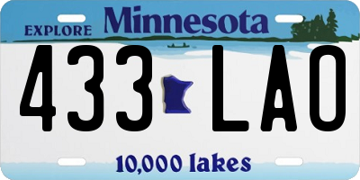 MN license plate 433LAO