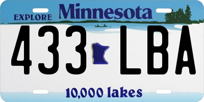 MN license plate 433LBA