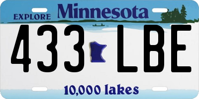 MN license plate 433LBE