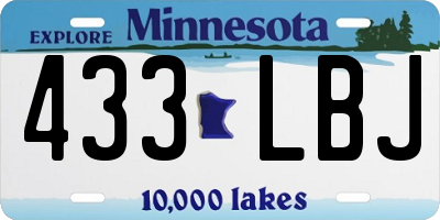 MN license plate 433LBJ
