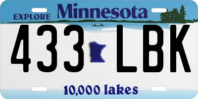 MN license plate 433LBK
