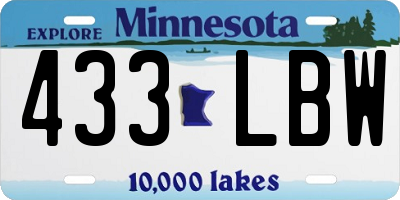 MN license plate 433LBW