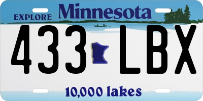 MN license plate 433LBX