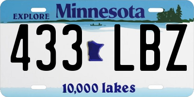 MN license plate 433LBZ