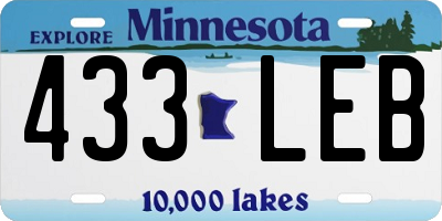 MN license plate 433LEB