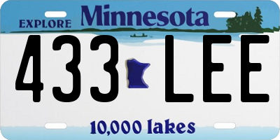 MN license plate 433LEE