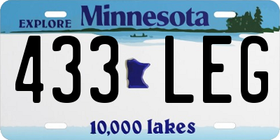 MN license plate 433LEG