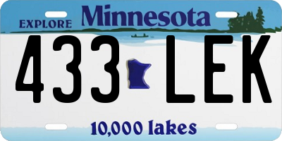 MN license plate 433LEK