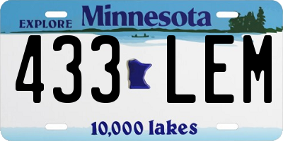 MN license plate 433LEM