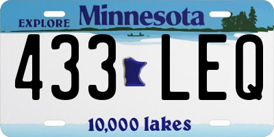 MN license plate 433LEQ