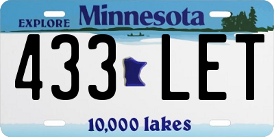 MN license plate 433LET