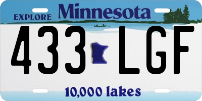 MN license plate 433LGF