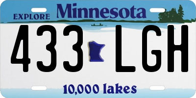 MN license plate 433LGH