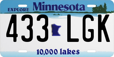 MN license plate 433LGK