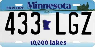 MN license plate 433LGZ