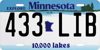 MN license plate 433LIB