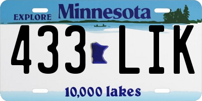 MN license plate 433LIK