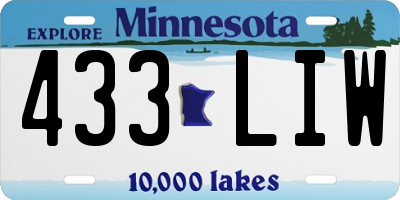 MN license plate 433LIW