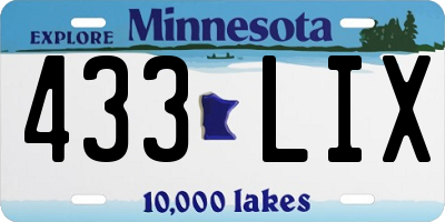 MN license plate 433LIX