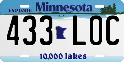 MN license plate 433LOC