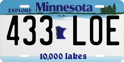 MN license plate 433LOE